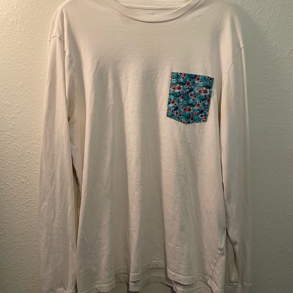 Vineyard Vines White and Blue Long Sleeve Tee
